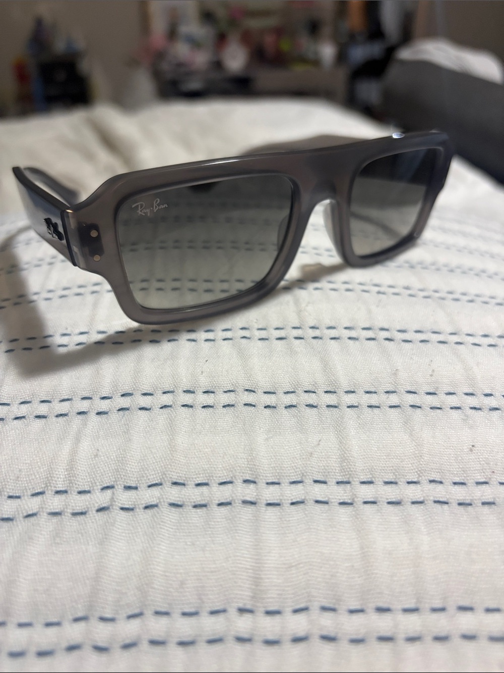 Ray-Ban Men's Gray Translucent Square Sunglasses Lukas